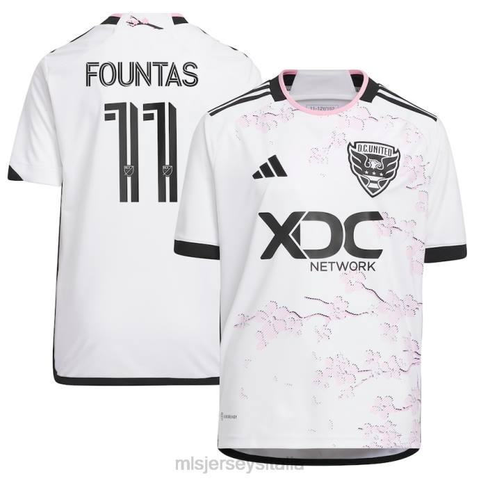 MLS Jerseys DC United Taxi Fountas adidas bianca 2023 maglia replica player del kit Cherry Blossom bambini maglia ZB4R603