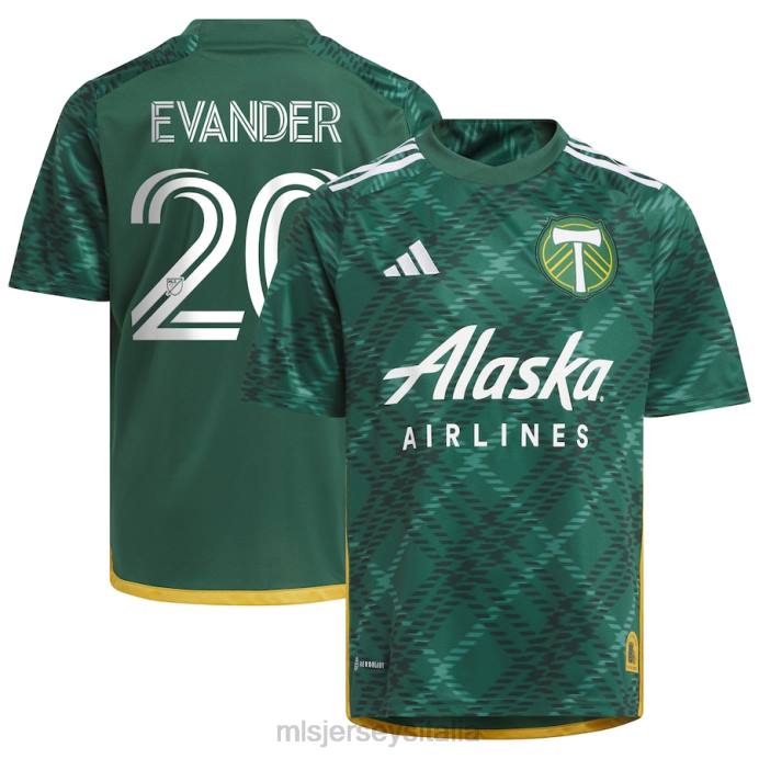 MLS Jerseys Maglia replica Portland Timbers Evander adidas verde 2023 Portland Plaid Kit bambini maglia ZB4R734