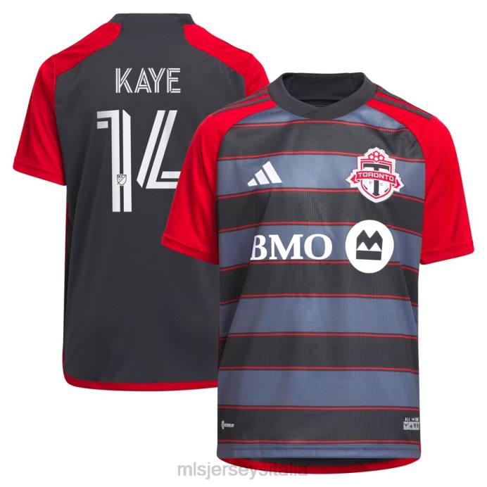 MLS Jerseys Maglia giocatore replica del kit club adidas grigio 2023 del Toronto FC Mark-Anthony Kaye bambini maglia ZB4R1108