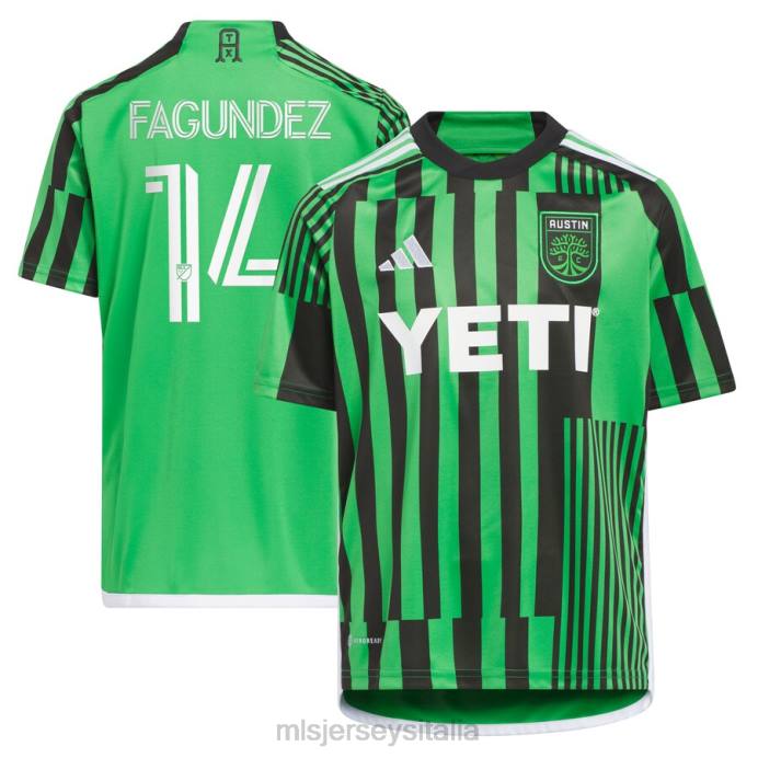 MLS Jerseys Maglia Replica Austin FC Diego Fagundez Adidas Verde 2023 Las Voces Kit bambini maglia ZB4R606