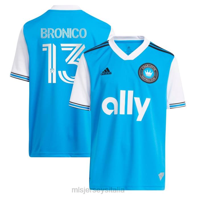 MLS Jerseys Charlotte FC Brandt Bronico adidas blu 2023 maglia replica giocatore appena coniata bambini maglia ZB4R1158