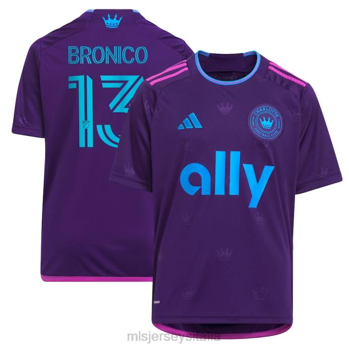MLS Jerseys Maglia replica Charlotte FC Brandt Bronico adidas viola 2023 Crown Jewel Kit bambini maglia ZB4R624