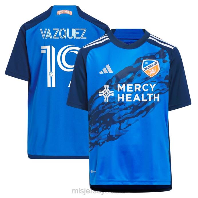 MLS Jerseys Maglia replica del kit fiume FC Cincinnati Brandon Vazquez adidas blu 2023 bambini maglia ZB4R251