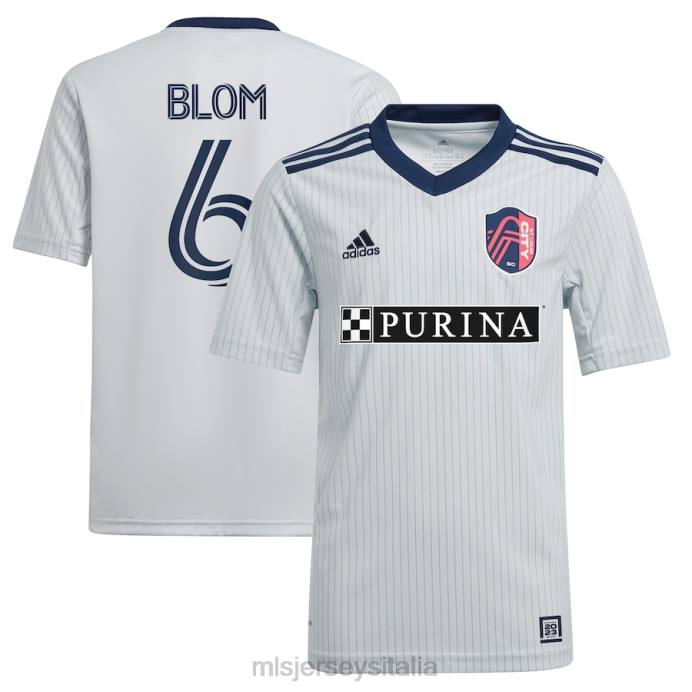 MLS Jerseys st. louis city sc njabulo blom adidas grigia 2023 maglia replica del kit spirito bambini maglia ZB4R1006