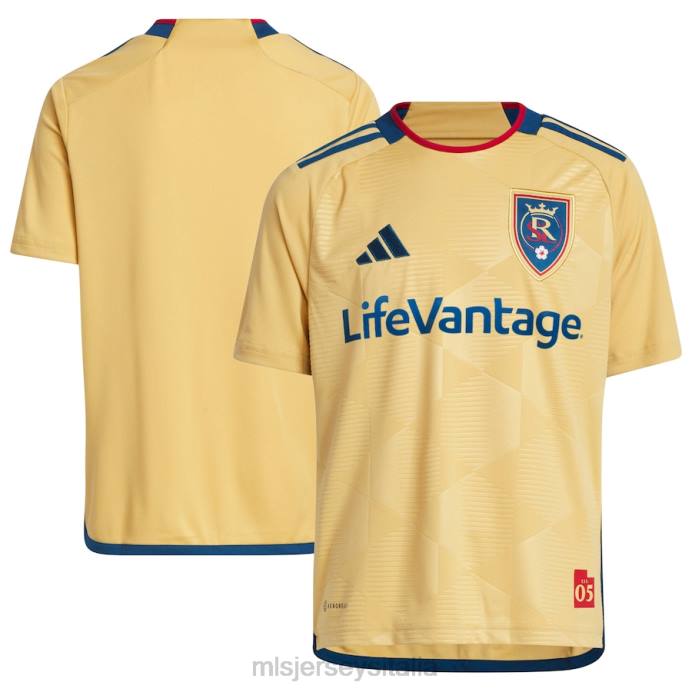 MLS Jerseys Maglia replica Real Salt Lake Adidas Gold 2023 The Beehive State Kit bambini maglia ZB4R366