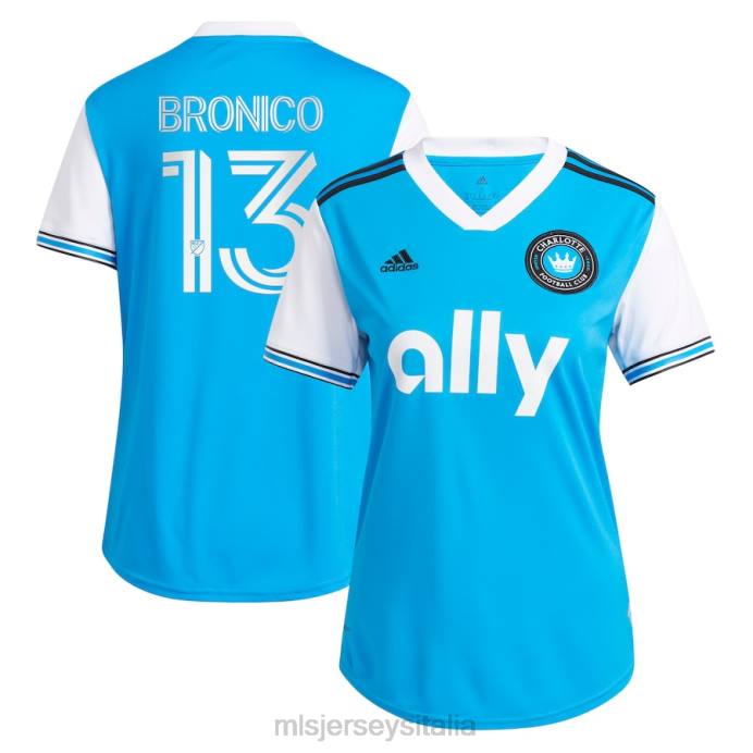 MLS Jerseys Charlotte FC Brandt Bronico adidas blu 2023 maglia replica giocatore appena coniata donne maglia ZB4R270