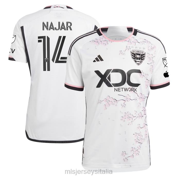 MLS Jerseys DC United Andy Najar adidas bianco 2023 la maglia del giocatore autentico del kit Cherry Blossom uomini maglia ZB4R906
