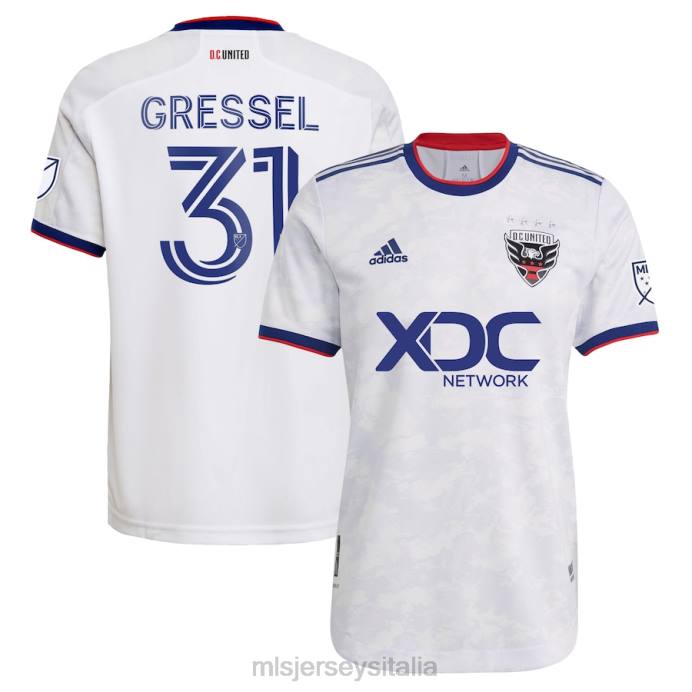 MLS Jerseys DC United Julian Gressel adidas White 2022 la maglia da giocatore autentica in marmo uomini maglia ZB4R1266