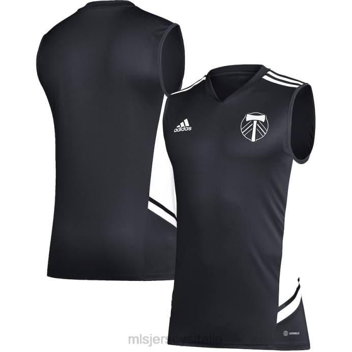 MLS Jerseys Maglia da allenamento senza maniche adidas nera/bianca dei Portland Timbers uomini maglia ZB4R536