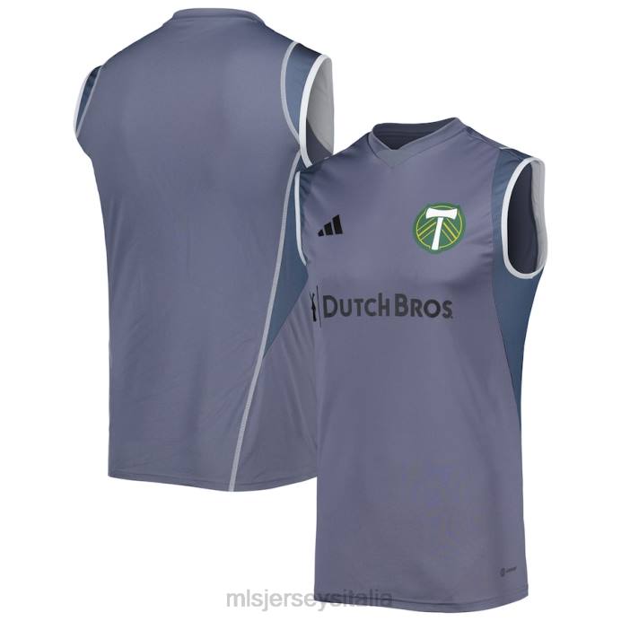 MLS Jerseys Maglia da allenamento senza maniche sul campo adidas Grigia 2023 Portland Timbers uomini maglia ZB4R614
