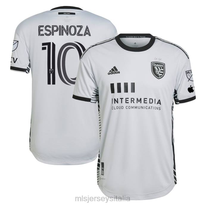 MLS Jerseys san jose terremoti cristian espinoza adidas grigio 2023 the creator kit maglia autentica del giocatore uomini maglia ZB4R830