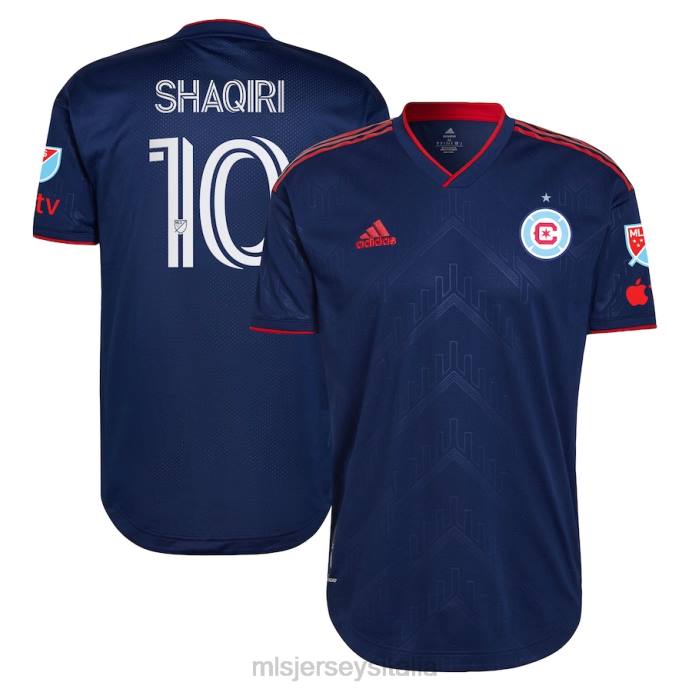 MLS Jerseys Maglia da giocatore autentica del kit Chicago Fire Xherdan Shaqiri adidas blu 2023 Water Tower uomini maglia ZB4R1507