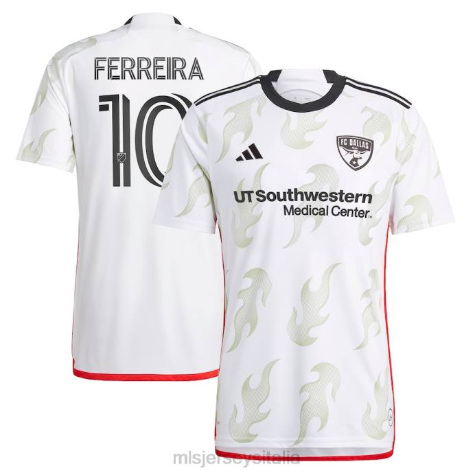 MLS Jerseys Maglia giocatore FC Dallas Jesus Ferreira adidas bianca 2023 Burn Baby Burn Replica uomini maglia ZB4R600