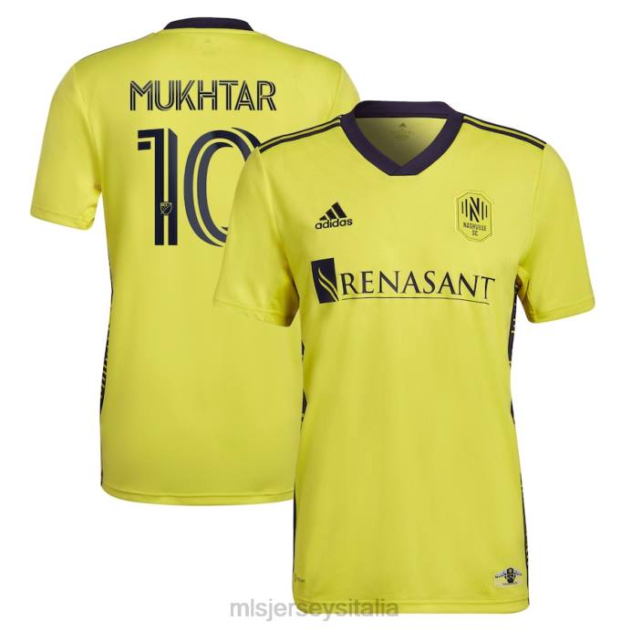 MLS Jerseys nashville sc hany mukhtar adidas gialla 2022 la maglia del giocatore replica del kit homecoming uomini maglia ZB4R486