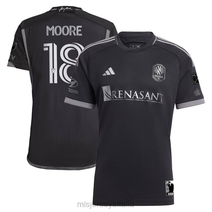 MLS Jerseys nashville sc shaq moore adidas nero 2023 uomo in kit nero maglia autentica del giocatore uomini maglia ZB4R1036