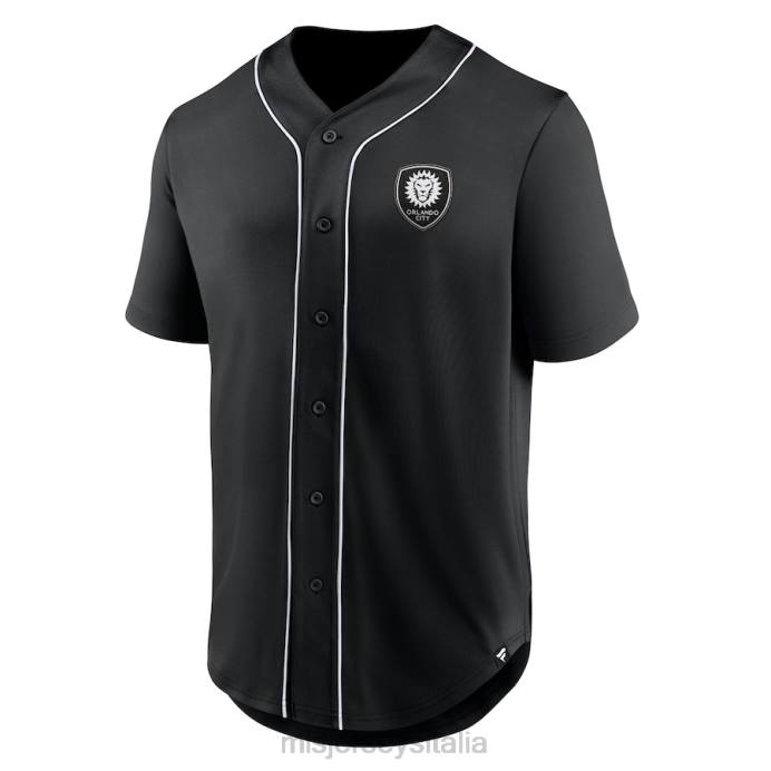 MLS Jerseys Maglia da baseball abbottonata nera alla moda del terzo periodo con marchio Orlando City SC Fanatics uomini maglia ZB4R156