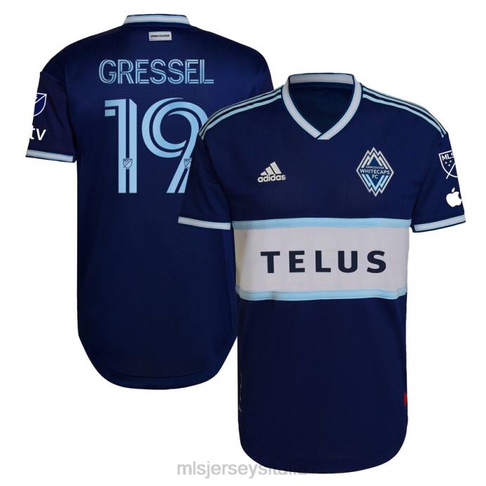 MLS Jerseys Vancouver Whitecaps FC Julian Gressel adidas blu 2023 The Hoop & This City Authentic Player Jersey uomini maglia ZB4R590